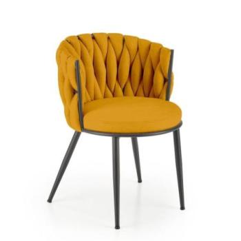 Étkezőfotel, szövet - fém, mustársárga - fekete - SHOPI kép