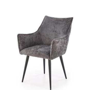Étkezőfotel, szövet, sötétszürke, fekete fém lábakkal - FIONA kép