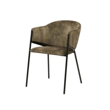 Étkezőfotel, velúr, khaki, fekete fém lábakkal - HARBOUR kép