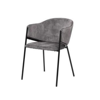 Étkezőfotel, velúr, szürke, fekete fém lábakkal - HARBOUR kép