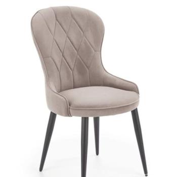 Étkezőszék, bársony, bézs, fekete fém lábakkal - KATIR kép