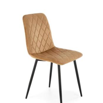 Étkezőszék, bársony, bézs, fekete fém lábakkal - KOCK kép