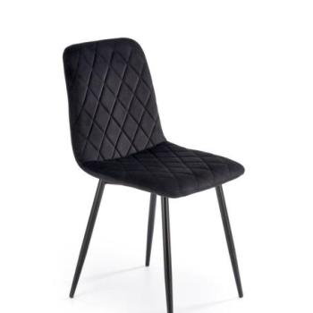 Étkezőszék, bársony, fekete, fém lábakkal - KOCK kép