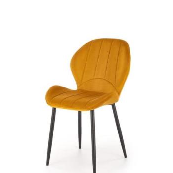 Étkezőszék, bársony, mustársárga, fekete fém lábakkal - MAE kép