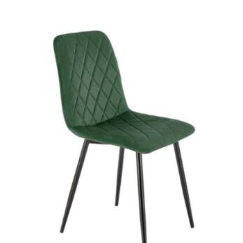 Étkezőszék, bársony, sötétzöld, fekete fém lábakkal - KOCK kép