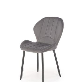 Étkezőszék, bársony, szürke, fekete fém lábakkal - MAE kép