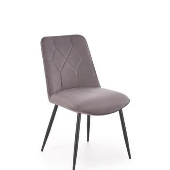 Étkezőszék, bársony, szürke, fekete fém lábakkal - NAE kép