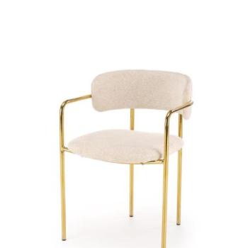 Étkezőszék, buklé szövet, krémszínű, arany fém lábakkal - FAE kép