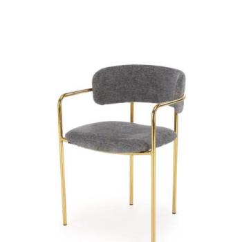 Étkezőszék, buklé szövet, szürke, arany fém lábakkal - FAE kép