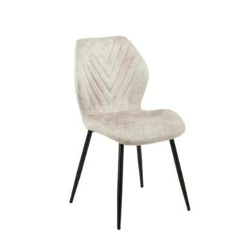Étkezőszék, ferde varrással, szövet, bézs, fekete fém lábakkal - ZEBREE kép