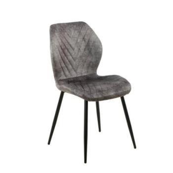 Étkezőszék, ferde varrással, szövet, szürke, fekete fém lábakkal - ZEBREE kép