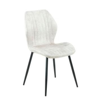 Étkezőszék, függőleges varrással, szövet, bézs, fekete fém lábakkal - ZEBREE kép