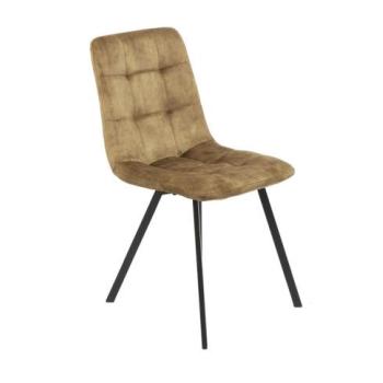 Étkezőszék, steppelt, kárpítozott, barnás zöld, fekete fém lábakkal - BIBELLE kép