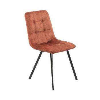 Étkezőszék, steppelt, kárpítozott, terrakotta, fekete fém lábakkal - BIBELLE kép