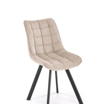 Étkezőszék, steppelt, szövet, bézs, fekete fém lábakkal - JAN kép