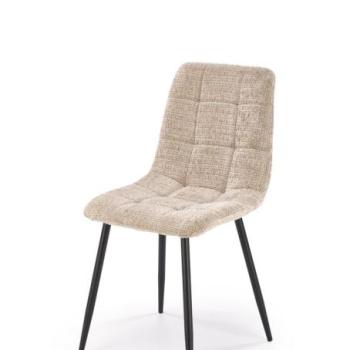 Étkezőszék, steppelt, szövet, bézs, fekete fém lábakkal - SAUT kép