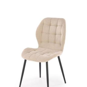 Étkezőszék, steppelt, szövet, bézs, fekete fém lábakkal - SIAM kép