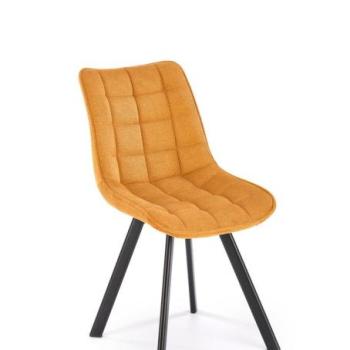 Étkezőszék, steppelt, szövet, mustársárga, fekete fém lábakkal - JAN kép