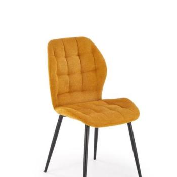 Étkezőszék, steppelt, szövet, mustársárga, fekete fém lábakkal - SIAM kép