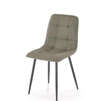 Étkezőszék, steppelt, szövet, olivazöld, fekete fém lábakkal - FARID kép