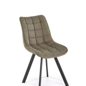 Étkezőszék, steppelt, szövet, olivazöld, fekete fém lábakkal - JAN kép