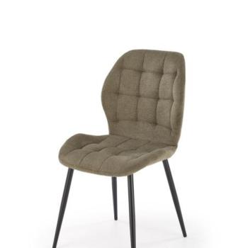 Étkezőszék, steppelt, szövet, olivazöld, fekete fém lábakkal - SIAM kép