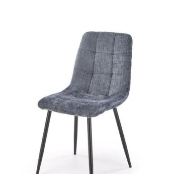 Étkezőszék, steppelt, szövet, szürke, fekete fém lábakkal - SAUT kép