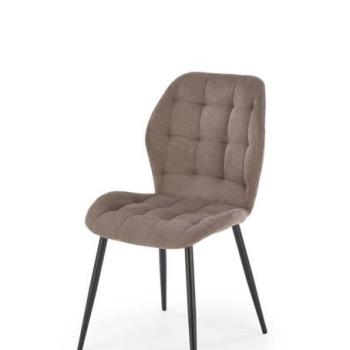 Étkezőszék, steppelt, szövet, szürke, fekete fém lábakkal - SIAM kép
