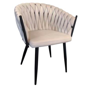 Étkezőszék, világosbézs Velvet szövet/fekete, BLER kép