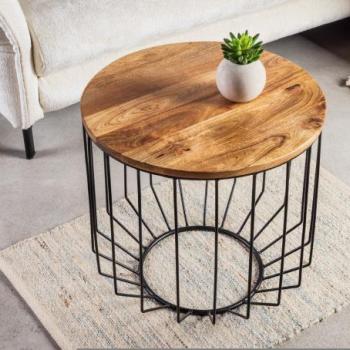 FACTORY LOFT barna mangófa dohányzóasztal 50cm kép