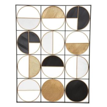 Fali dekoráció 100x76 cm, kör formákkal, fém, fehér - bézs - fekete - GEOMETRICO kép