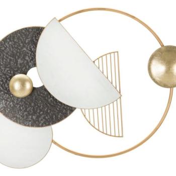 Fali dekoráció, absztrakt, fém, fehér - sötétszürke - arany - MESEC kép