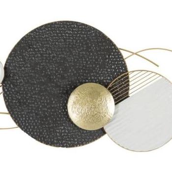 Fali dekoráció, absztrakt, fém, sötétszürke - fehér - arany - SOLEIL ET LUNE kép