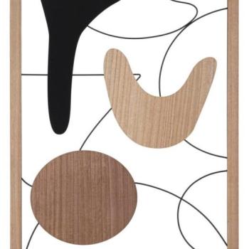 Fali dekoráció, absztrakt mintás, keretben, fa, bézs - fekete - AMYBES kép