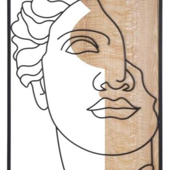 Fali dekoráció, Dávid szemből, keretben, fém - fa, bézs - fekete - DAVID2 kép