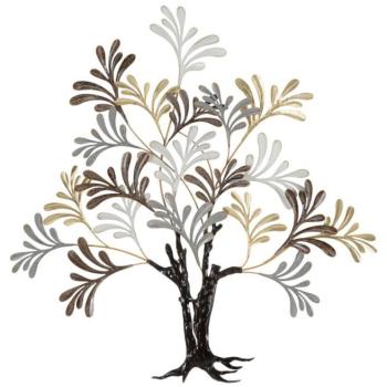Fali dekoráció, fát ábrázol, fém, szürke - fekete - ARBRE kép
