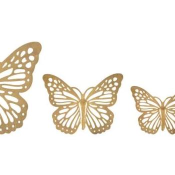 Fali dekoráció szett, 4 db, pillangók, arany - FAMILLE kép