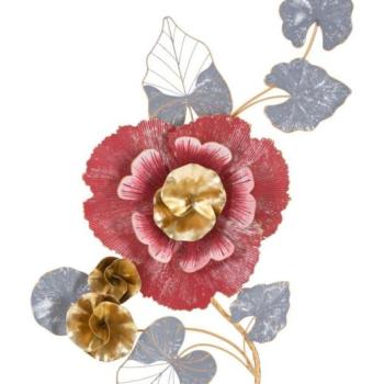 Fali dekoráció, virág, fém, rózsaszín - szürke - VIE EN ROUGE kép
