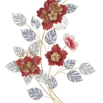 Fali dekoráció, virágok, fém, rózsaszín - szürke - VIE EN ROUGE kép