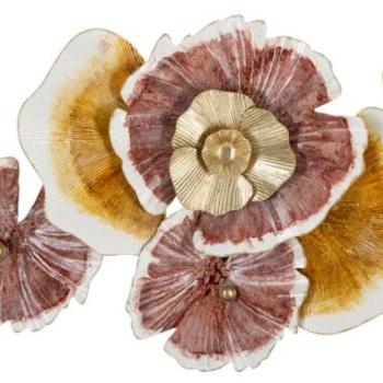 Fali dekoráció, virágok, fém, sárga - arany - VIE EN JAUNE kép