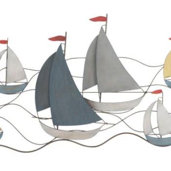 Fali dekoráció, vitorlások a vízen, szürke - BALATON kép