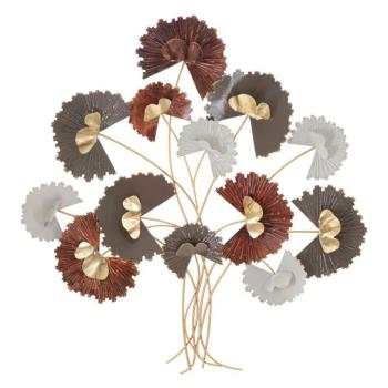 Fali dísz, virágos faforma, fém, arany - barna - szürke - BLANCHEFLEUR kép