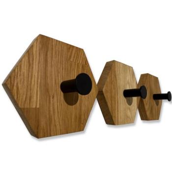 Fali fogas tömör tölgyfából - 3 db Hexagón kép