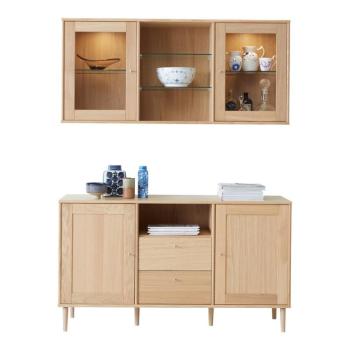 Fali tálalószekrény világítással és komód szett tölgyfa dekorral 133x136 cm Mistral - Hammel Furniture kép