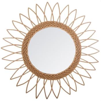 Fali tükör 50 cm, kerek, nap formájú, fa - SOL kép