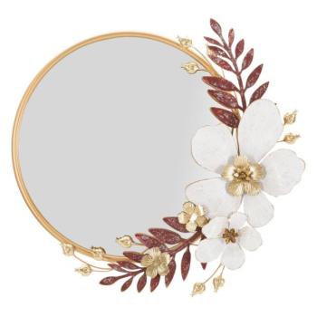 Fali tükör, virágokkal és levelekkel díszítve, arany - fém keretben - ROSETTE kép