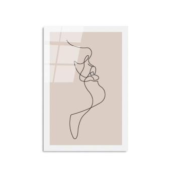 Falikép, arcvonal, fekete - bézs, 30x45 cm kép