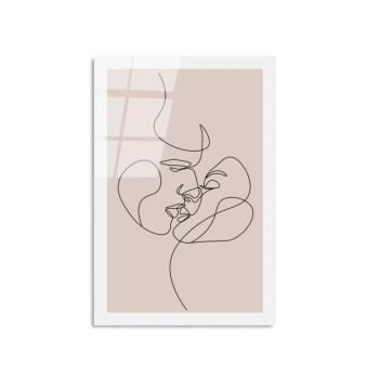 Falikép, egy pár arcvonala, fekete - bézs, 30x45 cm kép