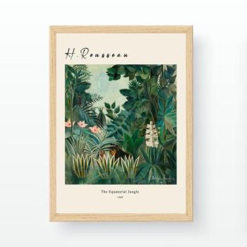 Falikép, festményt ábrázol, H. Rousseau, zöld - kék, 55x75 cm kép