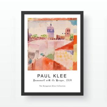 Falikép, festményt ábrázol, Paul Klee, narancssárga - rózsaszín, 35x45 cm kép